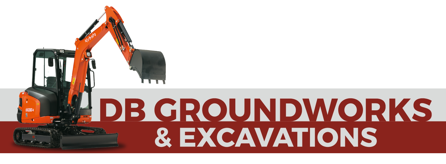 DB Groundworks logo showing a digger and the business name